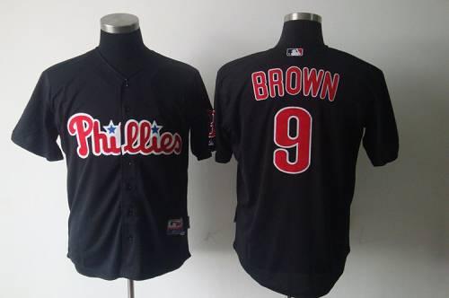 Phillies #9 Domoic Brown Black Stitched MLB Jersey - Click Image to Close